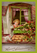 Enfant souriante avec des fleurs color&eacute;es